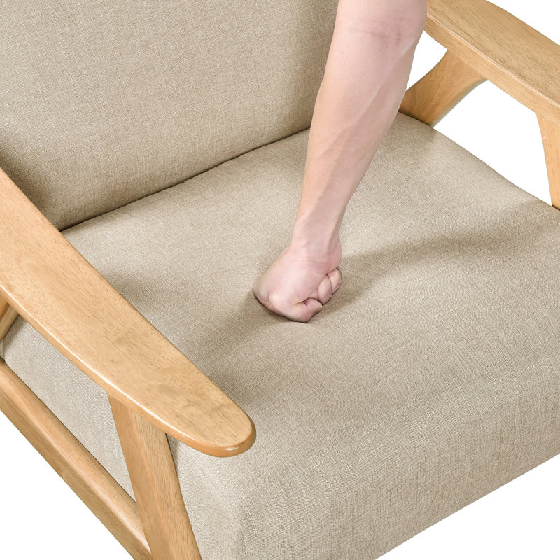 Chaise d'appoint brune avec structure en bois massif et assise rembourrée, Marron clair