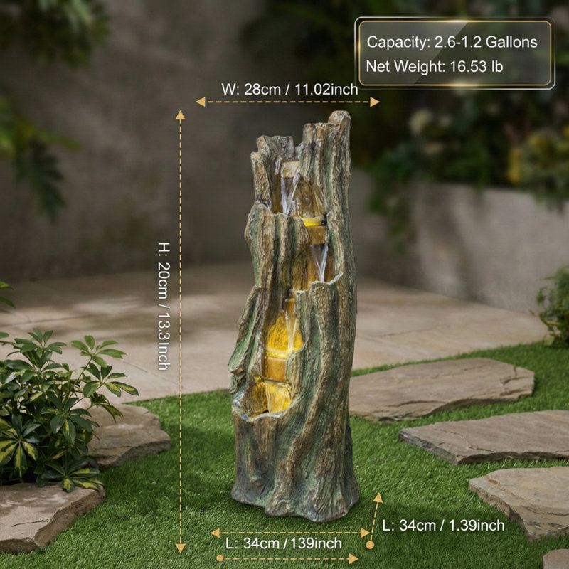 Waterfall Fountain for Outdoor Gardens and Patio Backyards Includes Energy-Efficient LED Lights and Easy Setup for Instant Relaxation