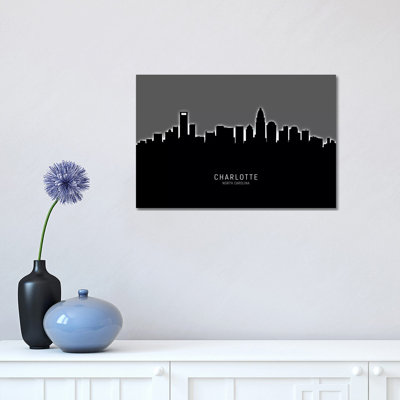 «Charlotte North Carolina Skyline» par Michael Tompsett, impression sur toile tendue