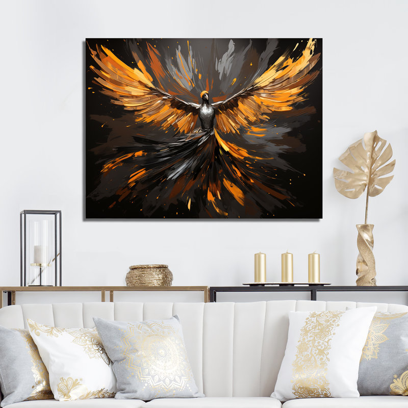 «Woman Glowing Pheonix» - art mural mode, H 16 po x l 32 po x P 1 po, Toile tendue