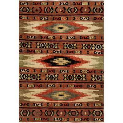 Bowes Wool Southwestern Area Rug in Red