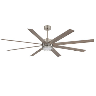 72" Large Modern Ceiling Fan with Light, 8 Reversible Blades, Quiet DC Motor & Remote Control Description