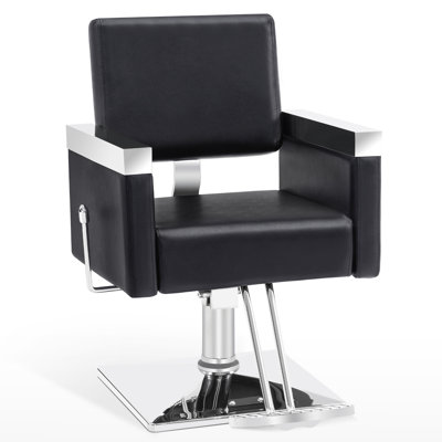  Nazario 25.6" W Reclining Hydraulic Barber Chair, Swivel Salon Chair, Faux Leather