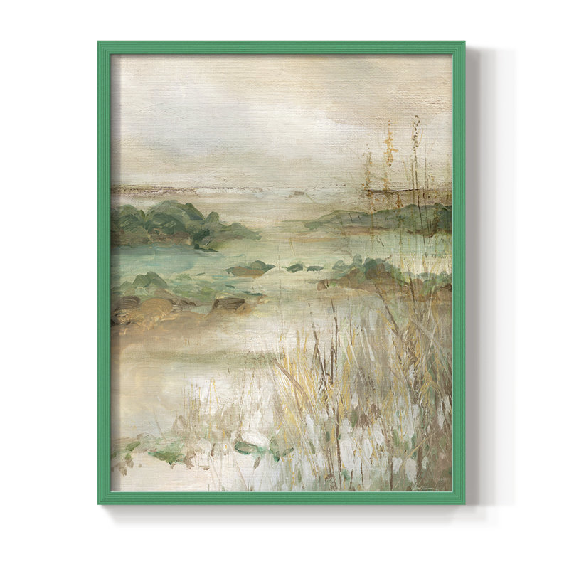 Sandy Seagrass Shores, reproduction encadrée - bois massif, Vert, H 11 po x l 9 po