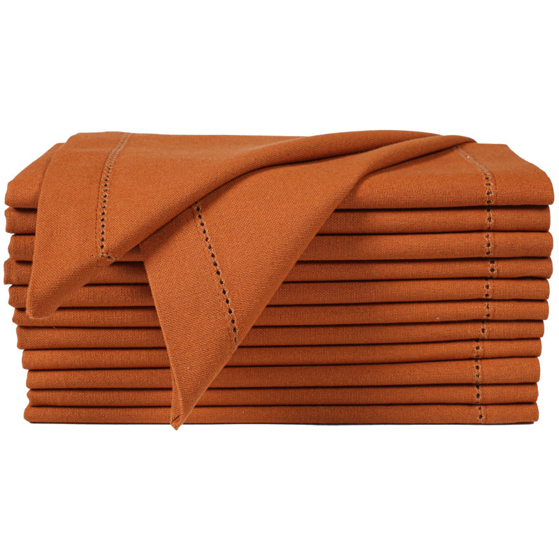 Cloth Dinner Napkins – Reusable & Hemstitched Mitered Corners, 18" W x 18" L, Brown