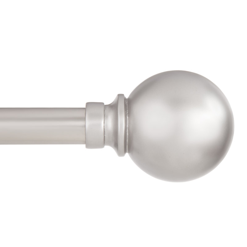 Mercer Brushed Nickel Adjustable Curtain Rod with Ball Finials
