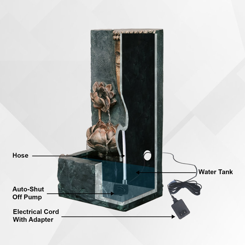 Benld Weather Resistant Floor Fountain with Light