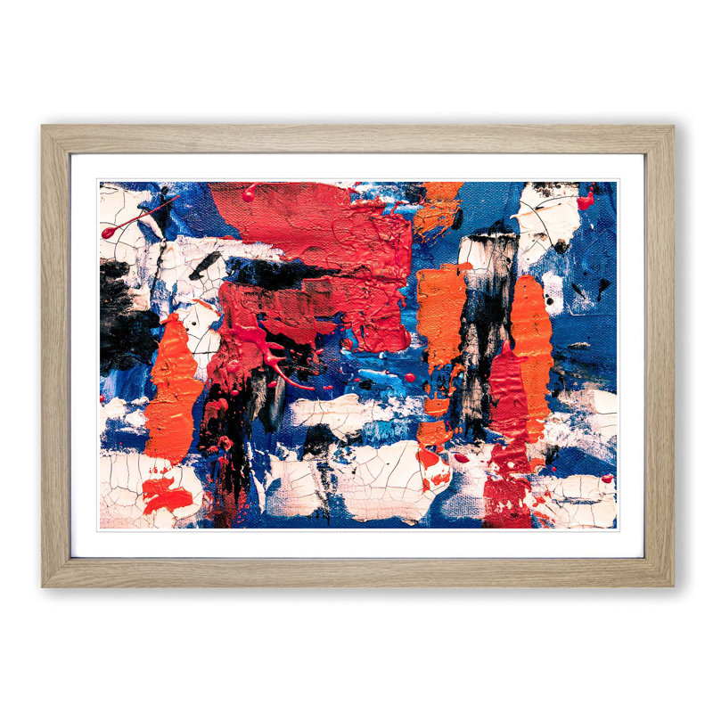 Abstract Art Painting Vol.322 by S.Johnson - Picture Frame Painting Print, 27cm H x 36cm W x 2cm D, Oak Framed
