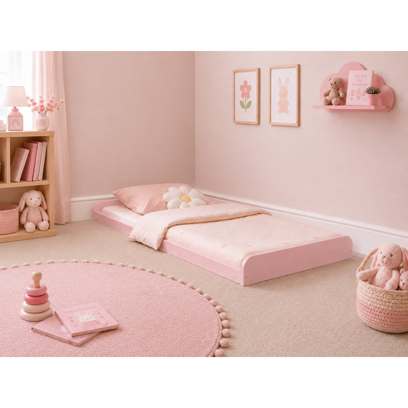 Leon Montessori Heavy Duty Solid Pine Bed Frame, Single (3'), Pink