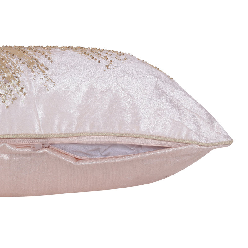 Giovanna Sequined Throw Pillow, Gold/Blush Pink