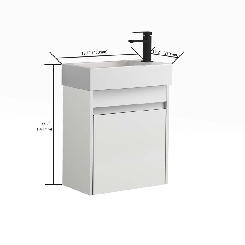 Ensemble de meuble-lavabo simple avec plateau en résine 18,11 po Sitges, Grain droit blanc