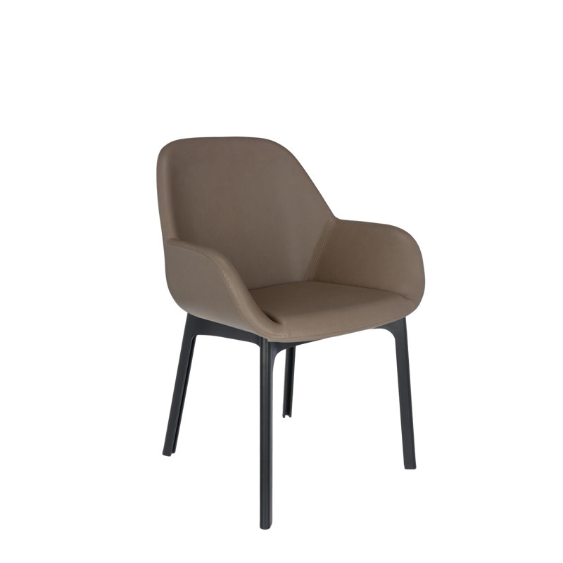 Clap Upholstered Arm Chair, Dark Gray, Taupe