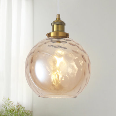 Joulane 1 - Light 8" Wide Modern Rustic Globe Single Pendant Lights With Glass Shade, Farmhouse Kitchen Lighting with E26 Socket
