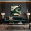 Abstrait paysage 47, art mural sur toile verte-583953821