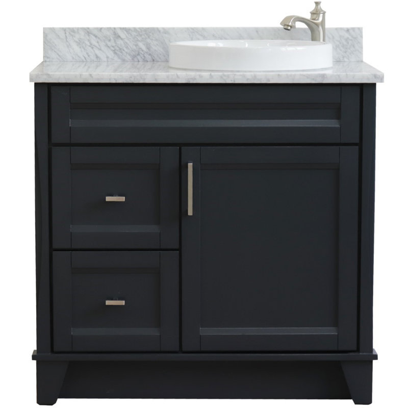 Meuble-lavabo simple 37 po Poitier, Gris foncé