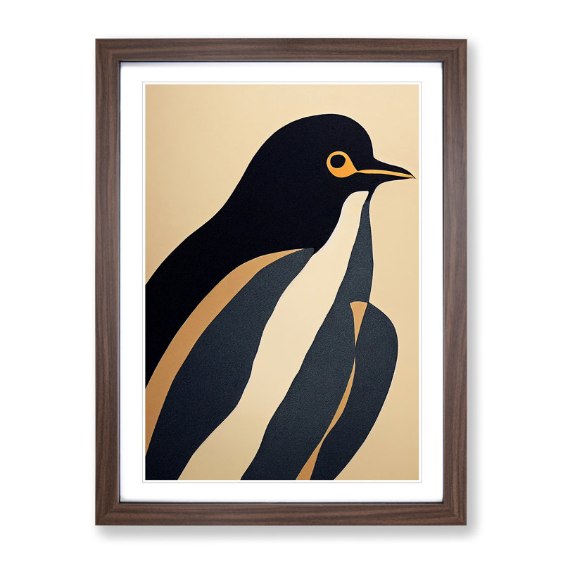 Penguin Abstract No.1 - Wrapped Canvas Print, Walnut Frame, 64cm H x 46cm W