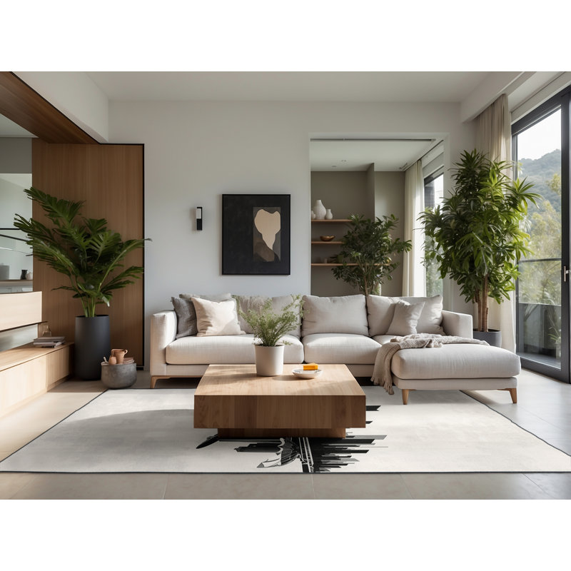 Tapis gris moelleux moelleux à motif géométrique moderne et élégant, Carré 3 pi