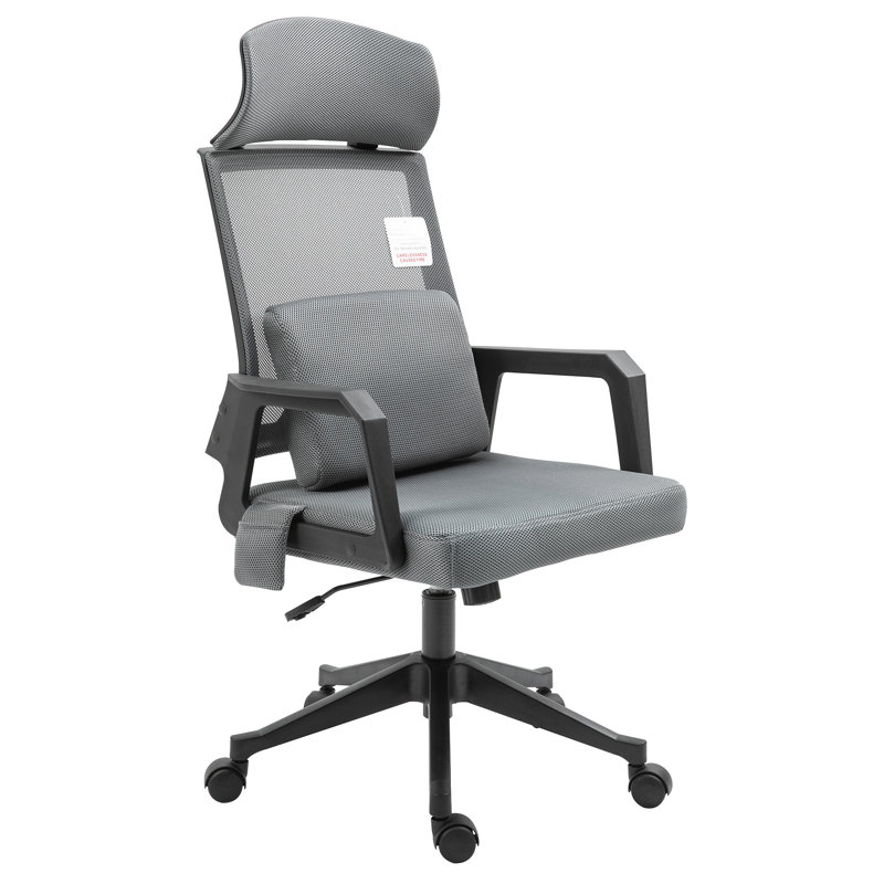 Biddick Polyester Blend Office Chair with Headrest, Grey