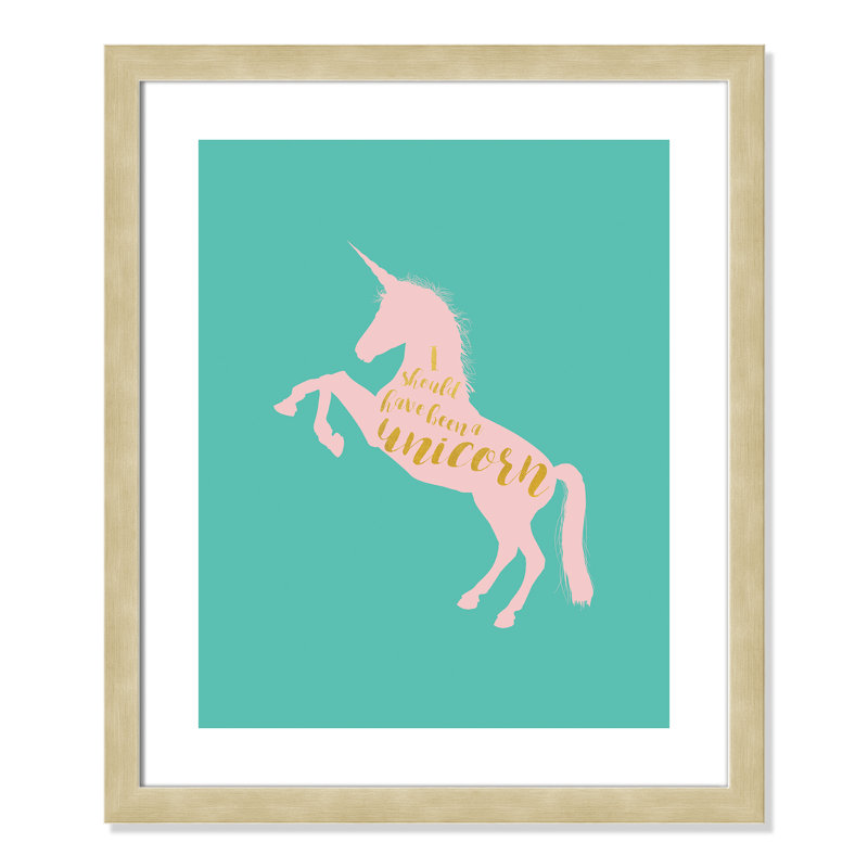 «Aurait dû être une licorne», art encadré, H 24,5 po x l 20,5 po x P 1,18 po, Cadre champagne