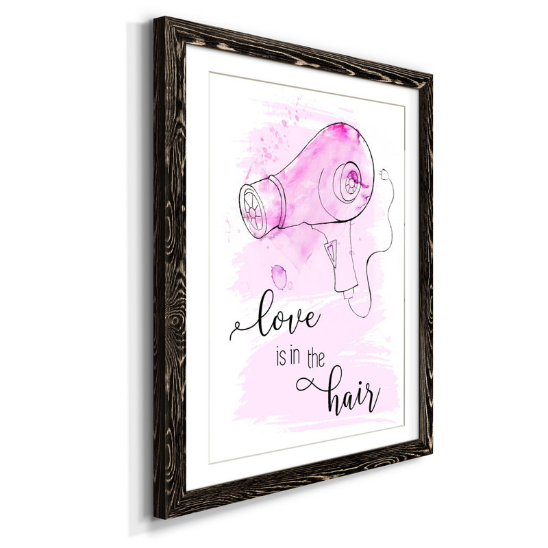 «Love Is in the Hair», reproduction d'art textuel sur papier encadré, H 31,5 po x l 23,5 po x P 1,5 po, Noir