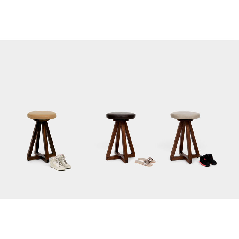Artless X Swivel 26" Counter Stool, Cashmere, Blackened Steel, Walnut