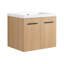 Meuble-lavabo flottant 24 po avec lavabo, armoire en contreplaqué de chêne clair, rangement à double porte mural, avec comptoir en résine (ensemble de 2 pièces)