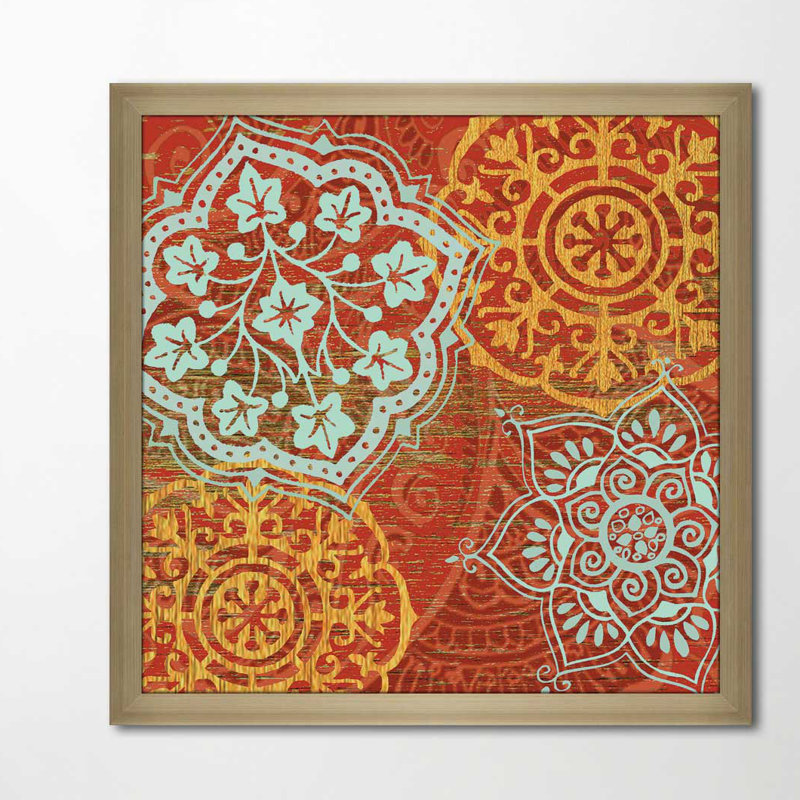 « boho marocain », reproduction de peinture à l’acrylique encadrée, H 39,5 po x l 39,5 po x P 0,75 po