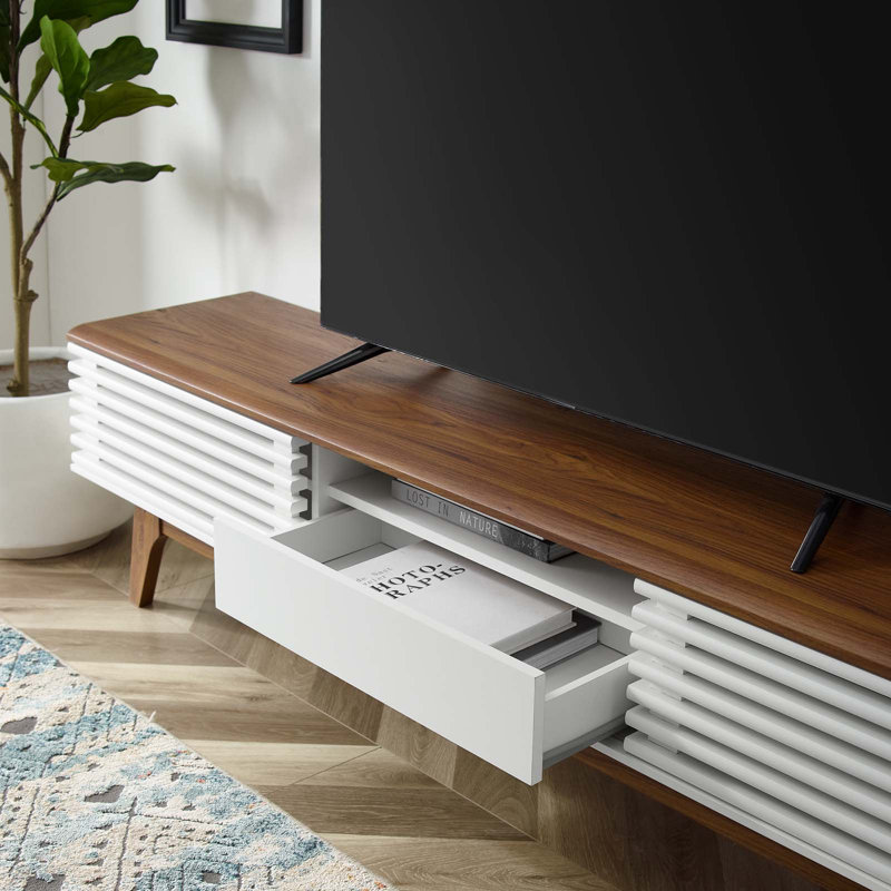 Modway Render TV Stand, Walnut/White, 17"H x 70"W 13.5"D