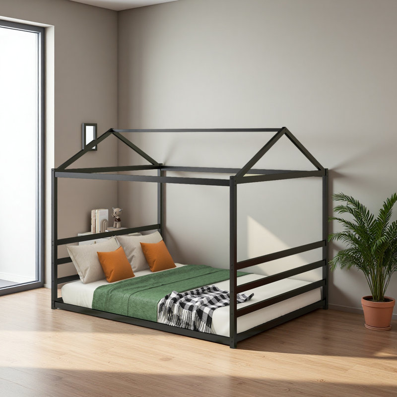 Lit plateforme en métal, grand lit, Noir