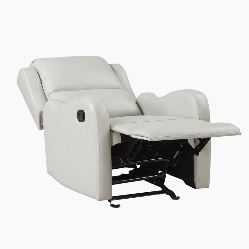  Norihisa 30" Modern & Contemporary Faux Leather Glider Reclining Chair with Gentle Gliding, Space Saving & Metal Reinforced