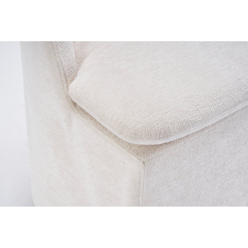 058-Ensemble de 2 chaises de salle à manger en chenille avec roues universelles, Beige