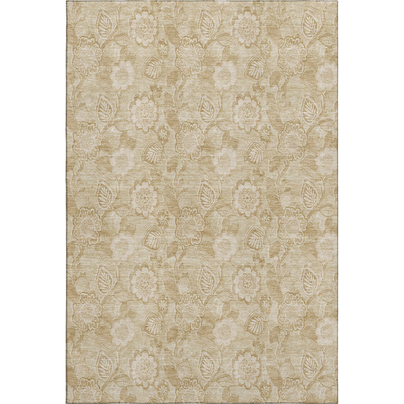 Premium Machine Washable Mayfield AMF1939 Floral Rug, Rectangle 3' x 5'