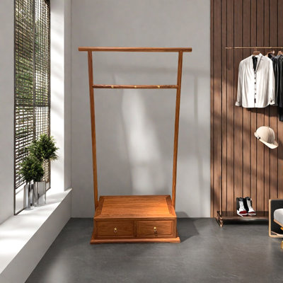 Elegant Rosewood Coat Rack with Drawer