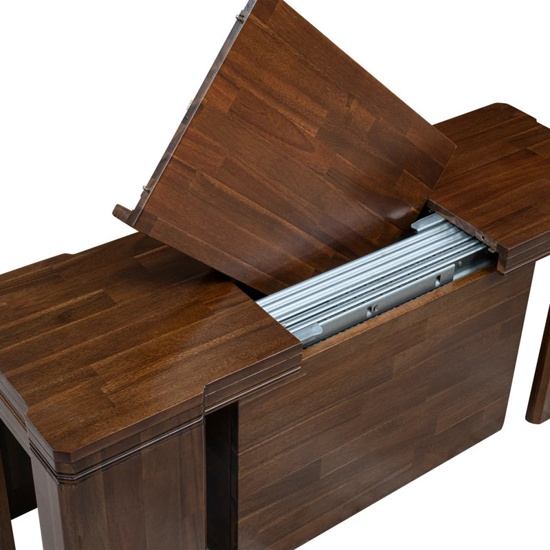 L'ensemble de table de salle à manger 6 pièces comprend une table de cuisine extensible, 1 table basse, 2 chaises de salle à manger et 2 bancs modernes, noyer antique