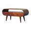 Chestnut Circular TV Stand, 2-Drawers, Open Slot, Nordic Legs, Brown