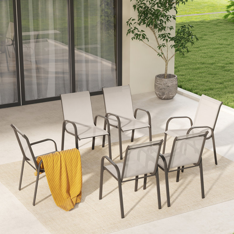 Paquet de 6 chaises de terrasse Terratex, Grège