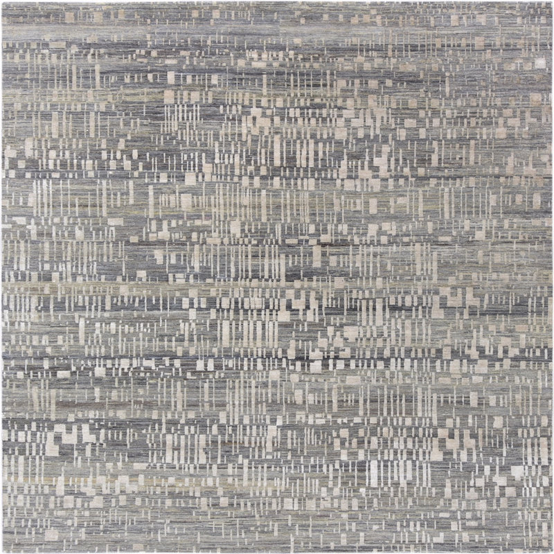 Tapis abstrait gris / vert Bogarella, Carré 3 pi