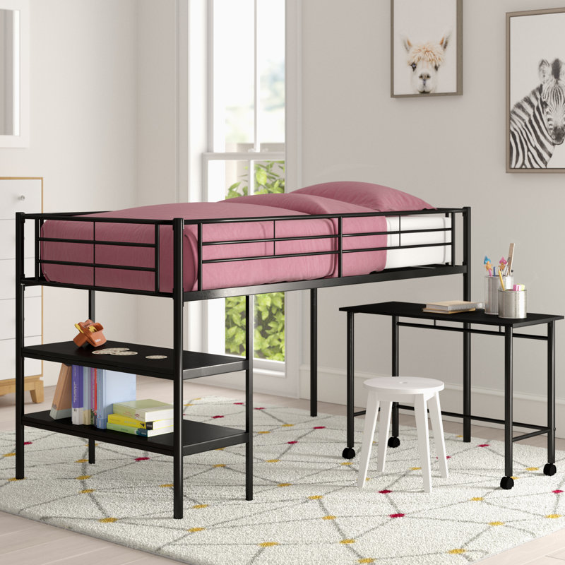 Nanafalia Kids Twin Loft Bed, Black