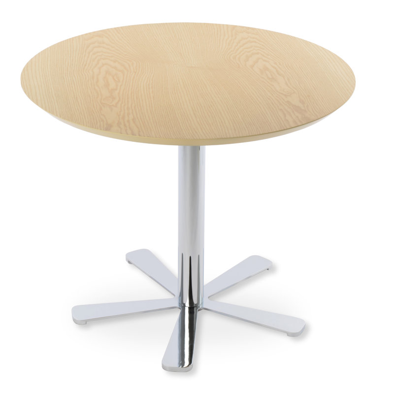 Table de salle à manger Slivno, H 29,5 po x l 35,5 po x P 35,5 po, Chrome, Naturel