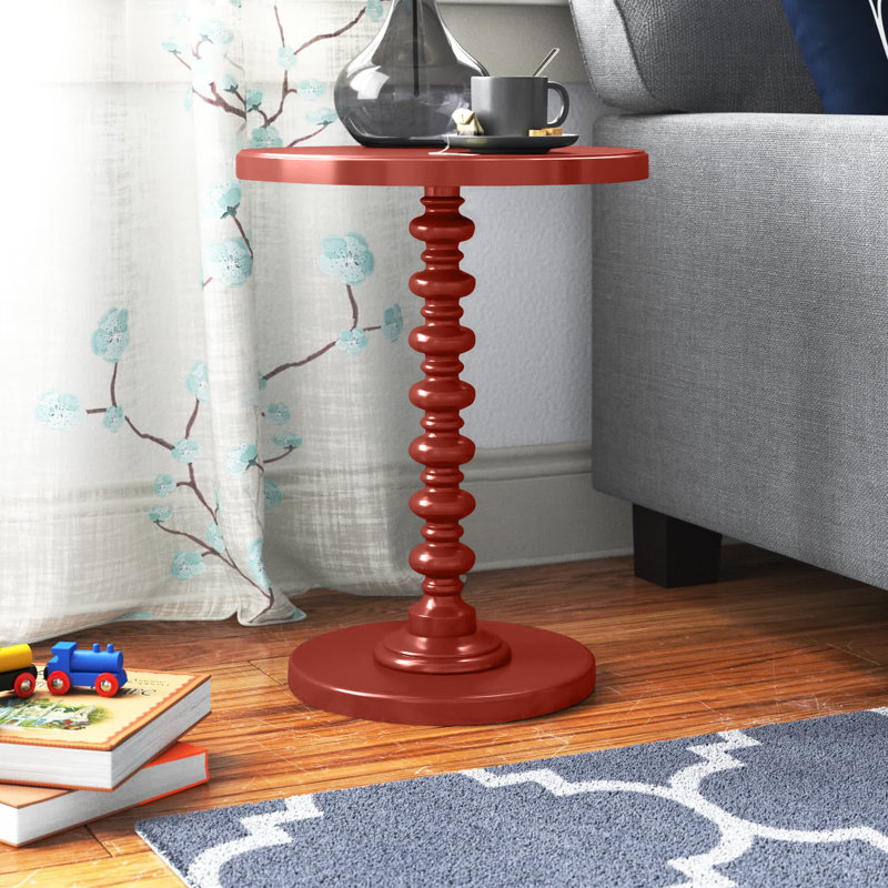 Table de bout à piédestal Fiama, Rouge, H 22,25 po x l 17 po