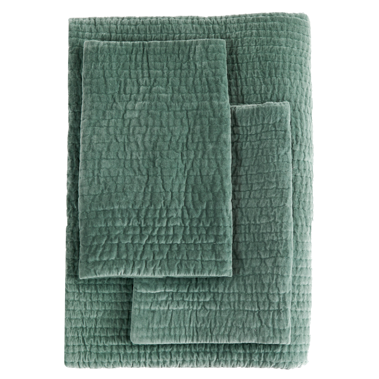 Chambord Cotton Quilt Set, Queen Quilt + 2 Standard Shams, Forest Green