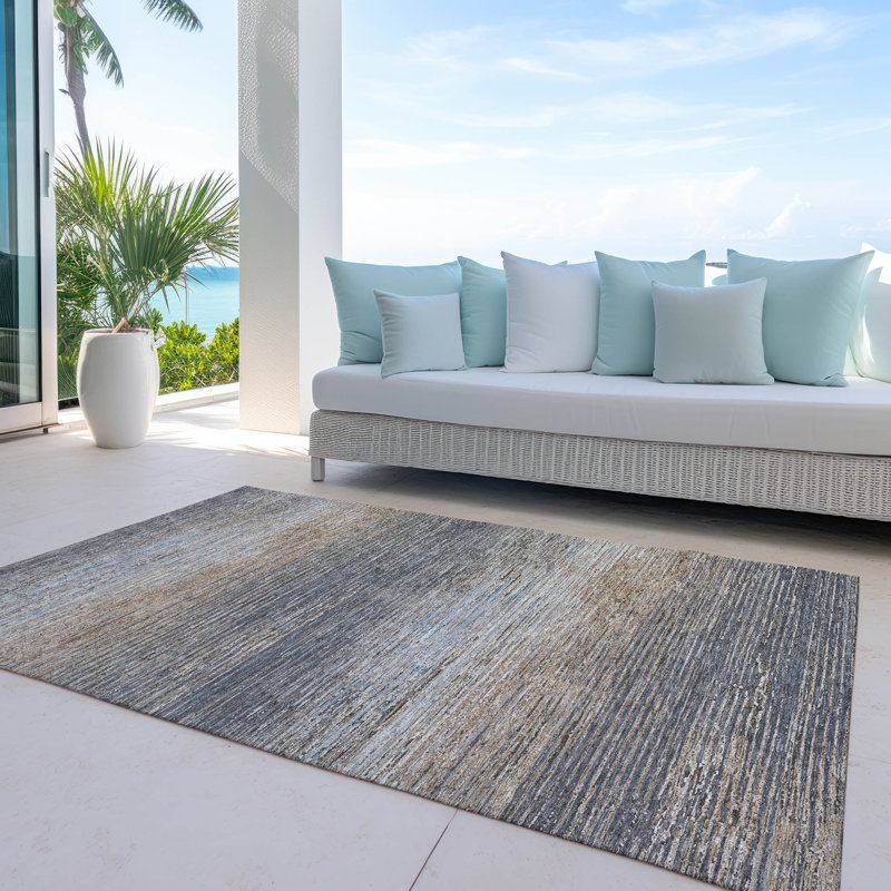 Tapis intérieur / extérieur gris lavable Nyra , 5 pi x 7 pi 6 po