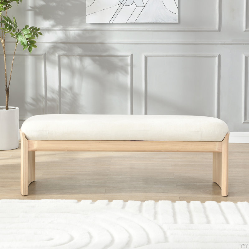 Sandy Rubberwood Bench With Soft Cushion Seat
