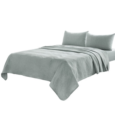 Four Piece Blue Linen Sheet Set