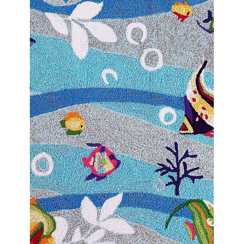 Tapis floral fait à la main bleu
