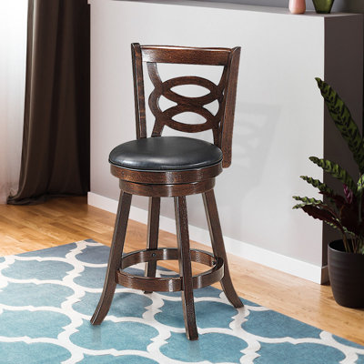 Carnes Swivel Upholstered Counter Stool with Solid Wood Frame