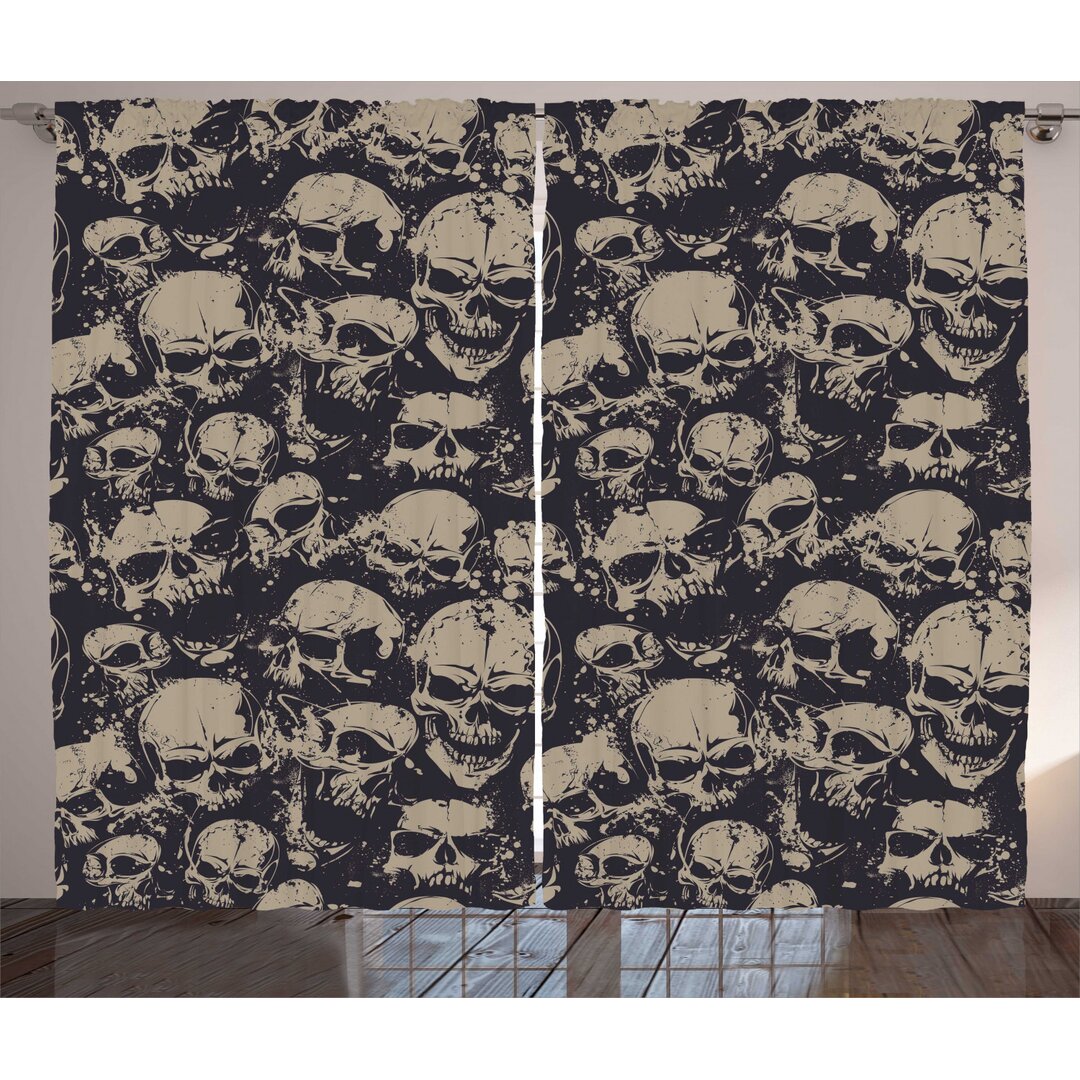 Rustikaler Vorhang, Grunge Scary Übel, Skull, Koksgraue Tan