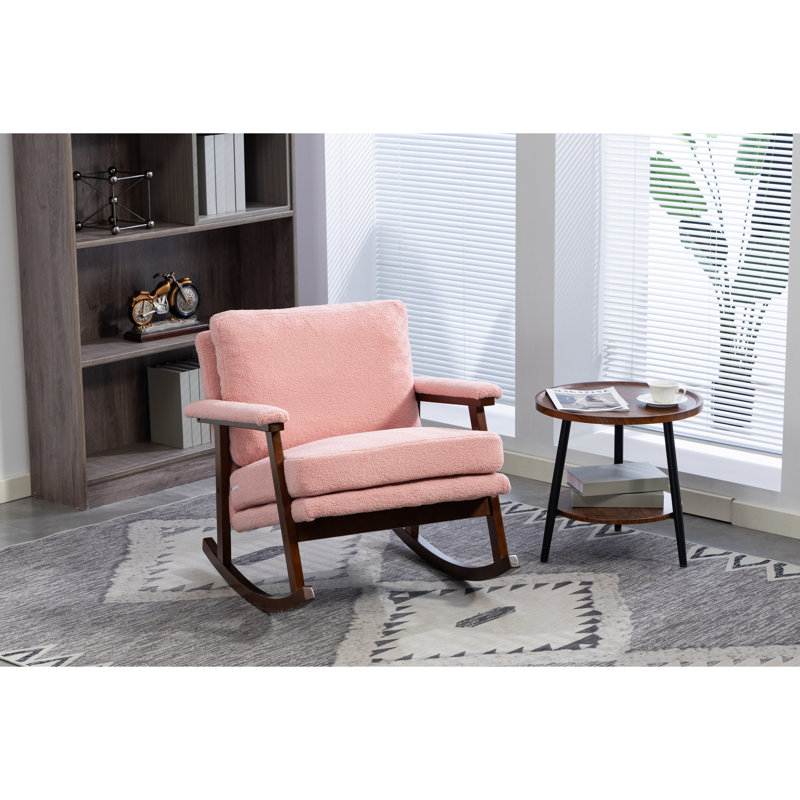 Chaise d'appoint Mid-Century moderne, chaise berçante avec structure en bois, chaises de salon rembourrées, fauteuil de lecture pour véranda de chambre à coucher
