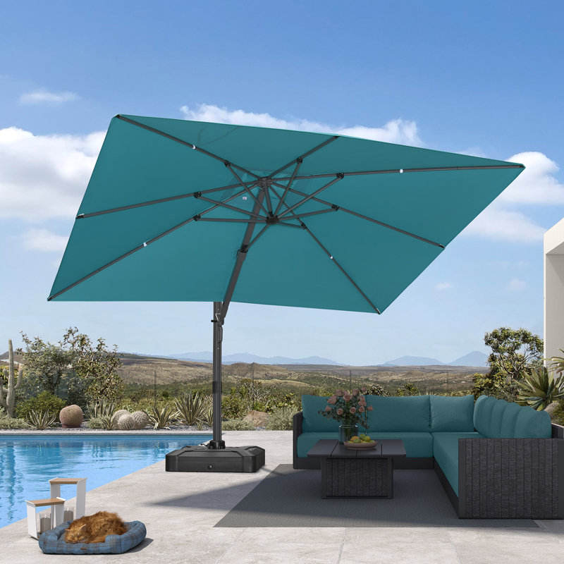 Parasol rectangulaire en porte-à-faux, sans base, bleu turquoise 9 pi x 12 pi Pays-Bas, Bleu