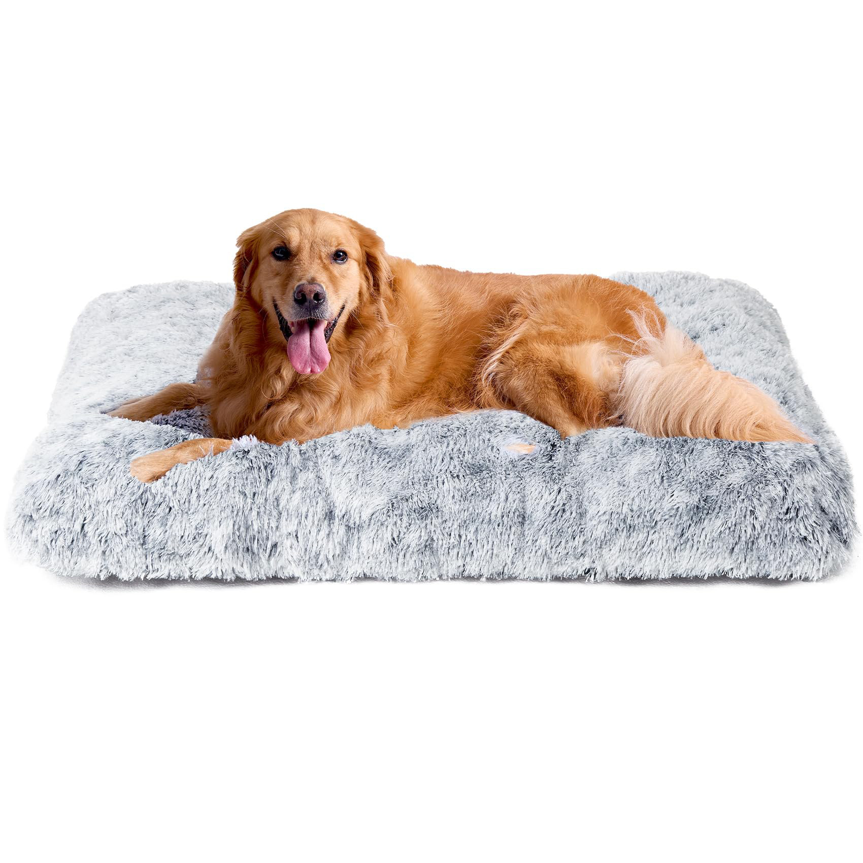 Latitude Run® Fluffy Dog Crate Bed, Plush Faux Fur Pad, Calming Anti ...